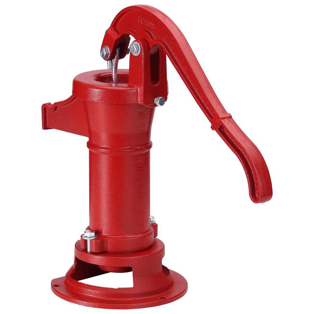 VEVOR Antique Well Hand Pitcher Pump, 25 ft Maximum Lift, Cast Iron Manual Hand Water Pump with Ergonomic Handle G1-5/8" Easy Installation, Old Fashioned for Outdoor Home Yard Garden Pond Farm, Red