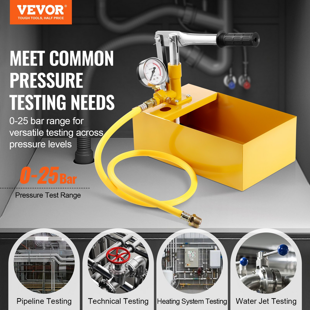 Bomba de prueba hidrostática VEVOR máx. 25 bar/362 PSI 1,4 galones manguera de 3 pies con conector de rosca externa de 1/2 pulgada