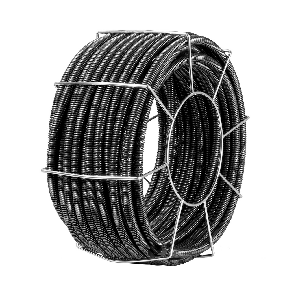 Cable de limpieza de desagües de núcleo sólido VEVOR de 100 pies x 3/4 pulgadas y 4 cortadores para tuberías de 3,9 a 7,9 pulgadas