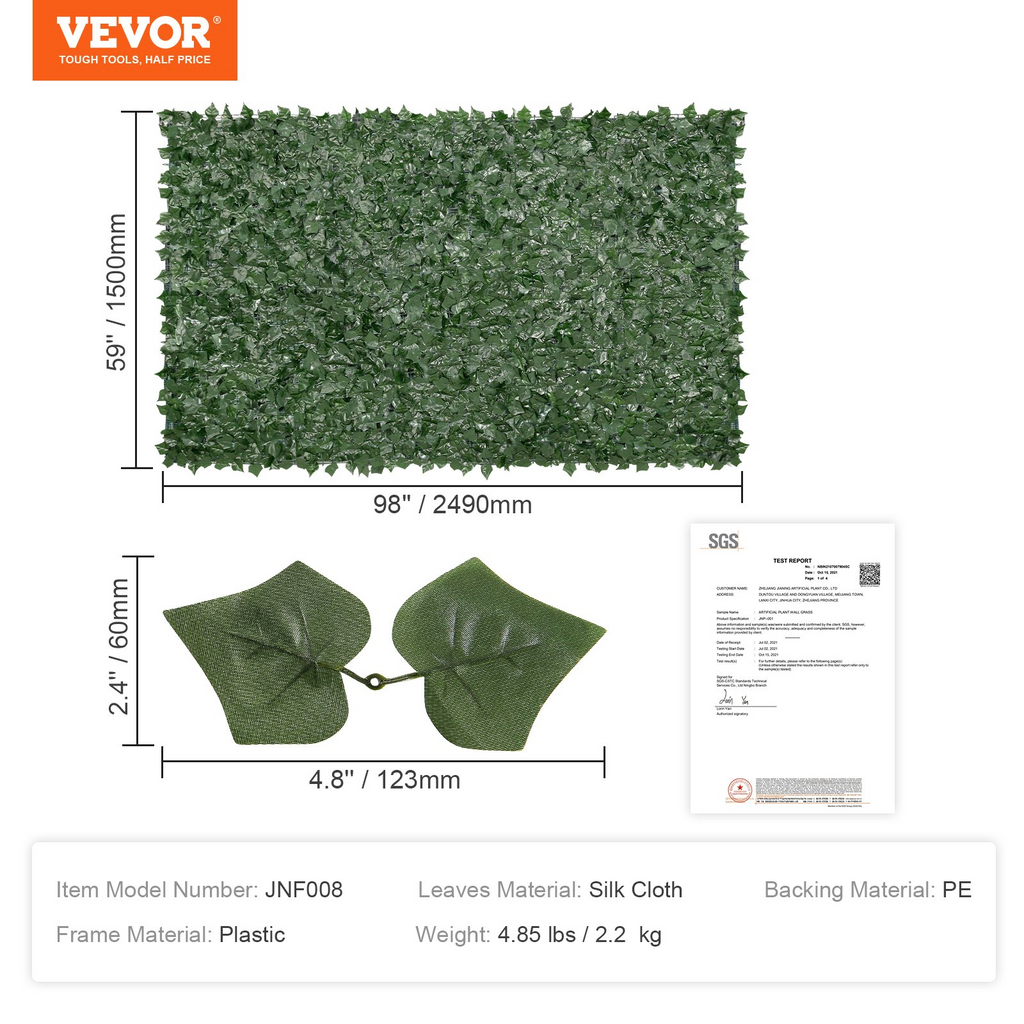 Valla de privacidad VEVOR Ivy 59 x 98 pulgadas