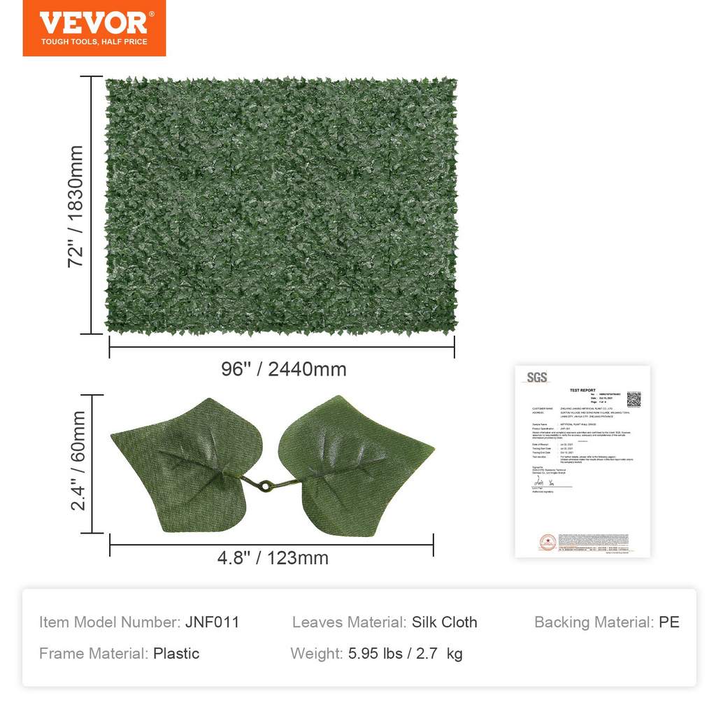 Valla de privacidad VEVOR Ivy, 96 x 72 pulgadas