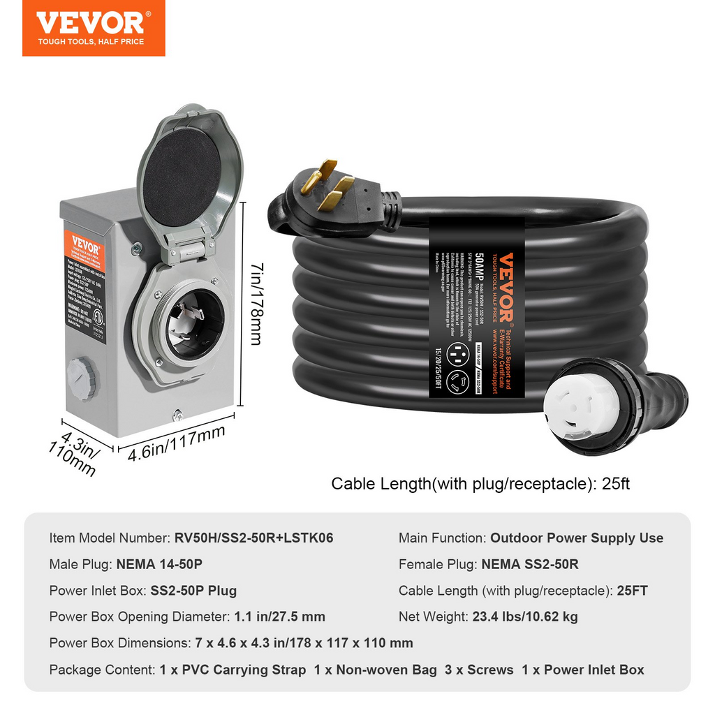 Kit de cable para generador de 50 amperios y caja