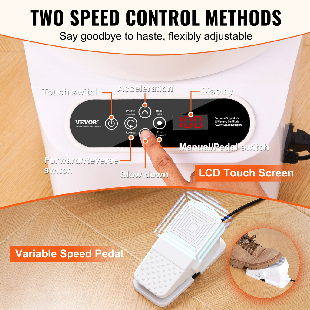 Rueda de cerámica de 10 pulgadas con accionamiento directo 350W pedal y pantalla táctil LCD para manualidades color blanco