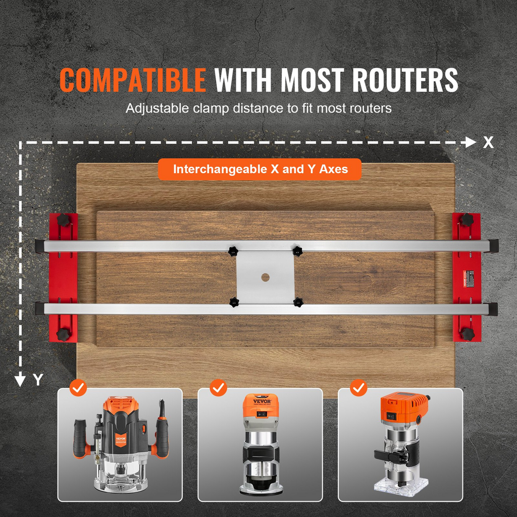 VEVOR Router Sled Adjustable Wood Slab Flattening Mill Router Jig 64" Length