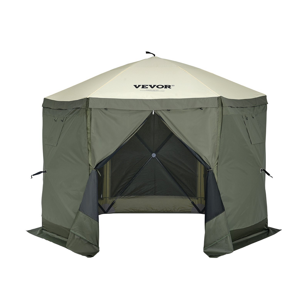 VEVOR Carpa plegable con toldo de 6 lados plegable de 10 x 10 pies con mosquitera verde militar