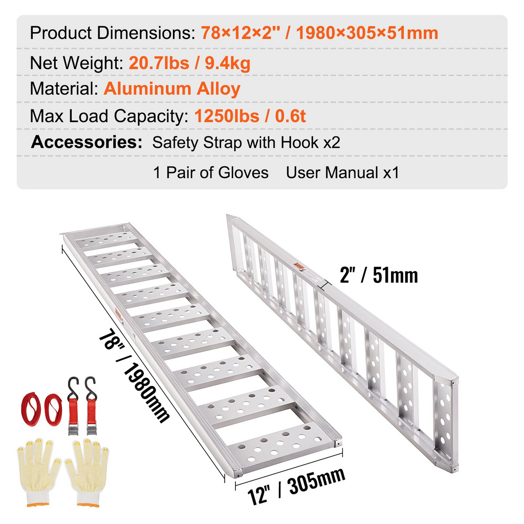 Rampas de aluminio VEVOR 1250 libras