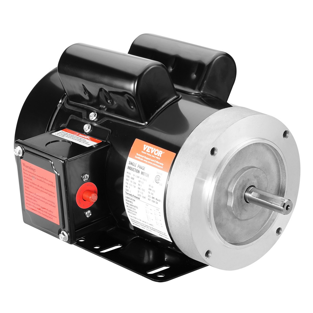 Motor eléctrico VEVOR de 1,5 HP 1725 rpm CA 115 V/230 V marco 56C con chaveta de 5/8" rotación CW/CCW para compresores de aire