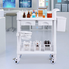 VEVOR 2 Tiers Lab Carts Mobile Medical Cart 2 Trays 2 Drawers 3 Trash Cans White