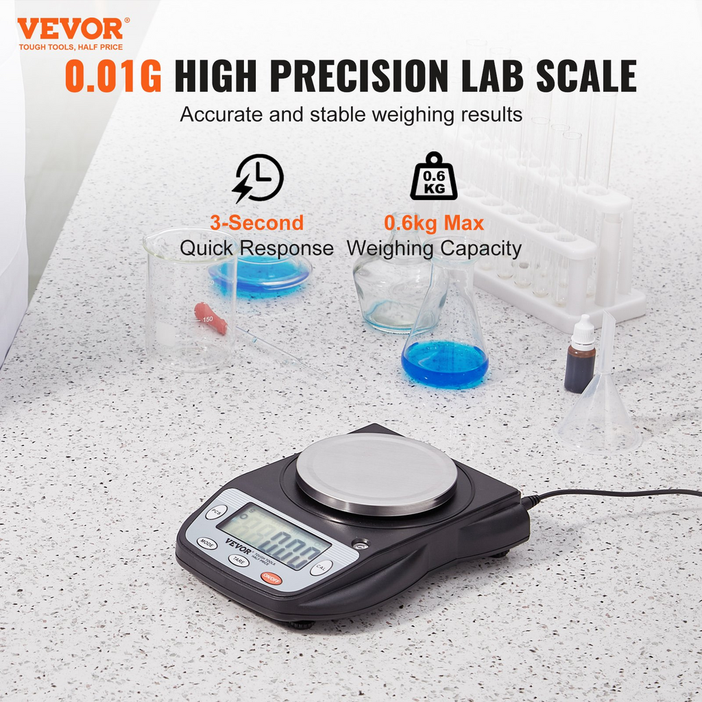 Balanza analítica de laboratorio VEVOR, 600 g x 0,01 g 6 unidades