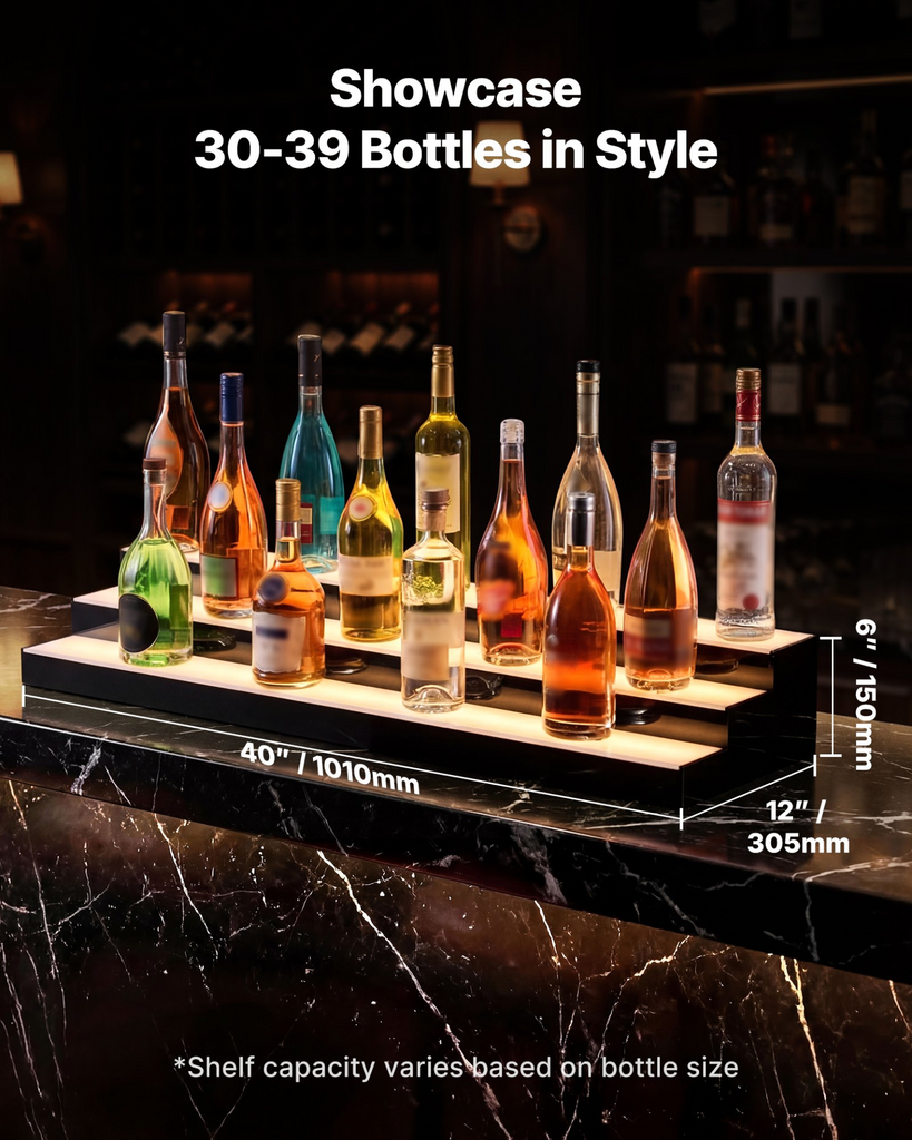 Expositor de botellas de licor con iluminación LED