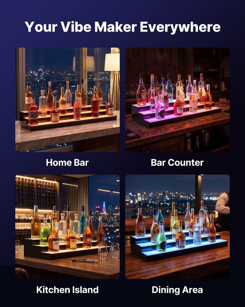 Expositor de botellas de licor con iluminación LED