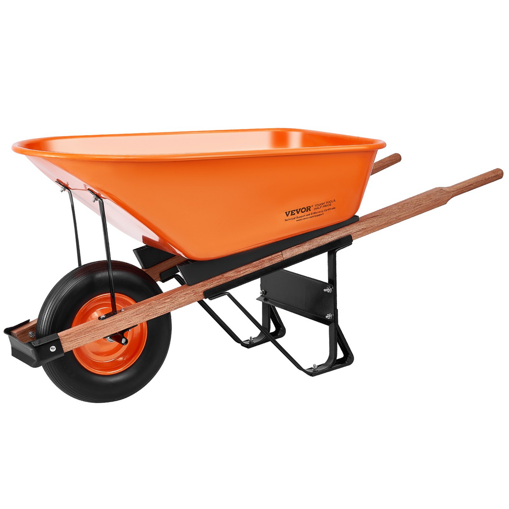 VEVOR Wheelbarrow Cart One Wheel 6 Cu Ft Garden Dump Cart 330 lbs Utility Cart