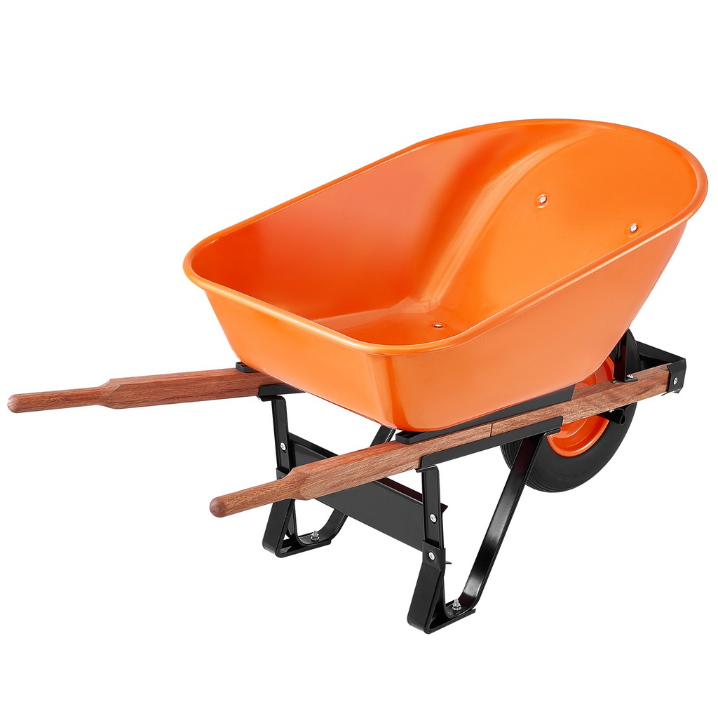 VEVOR Wheelbarrow Cart One Wheel 6 Cu Ft Garden Dump Cart 330 lbs Utility Cart