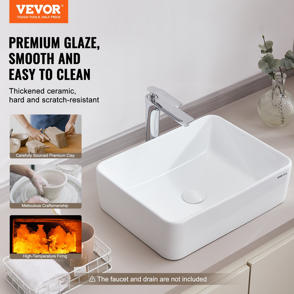 Lavabo de cerámica moderno VEVOR de 19" x 14,7" para baño