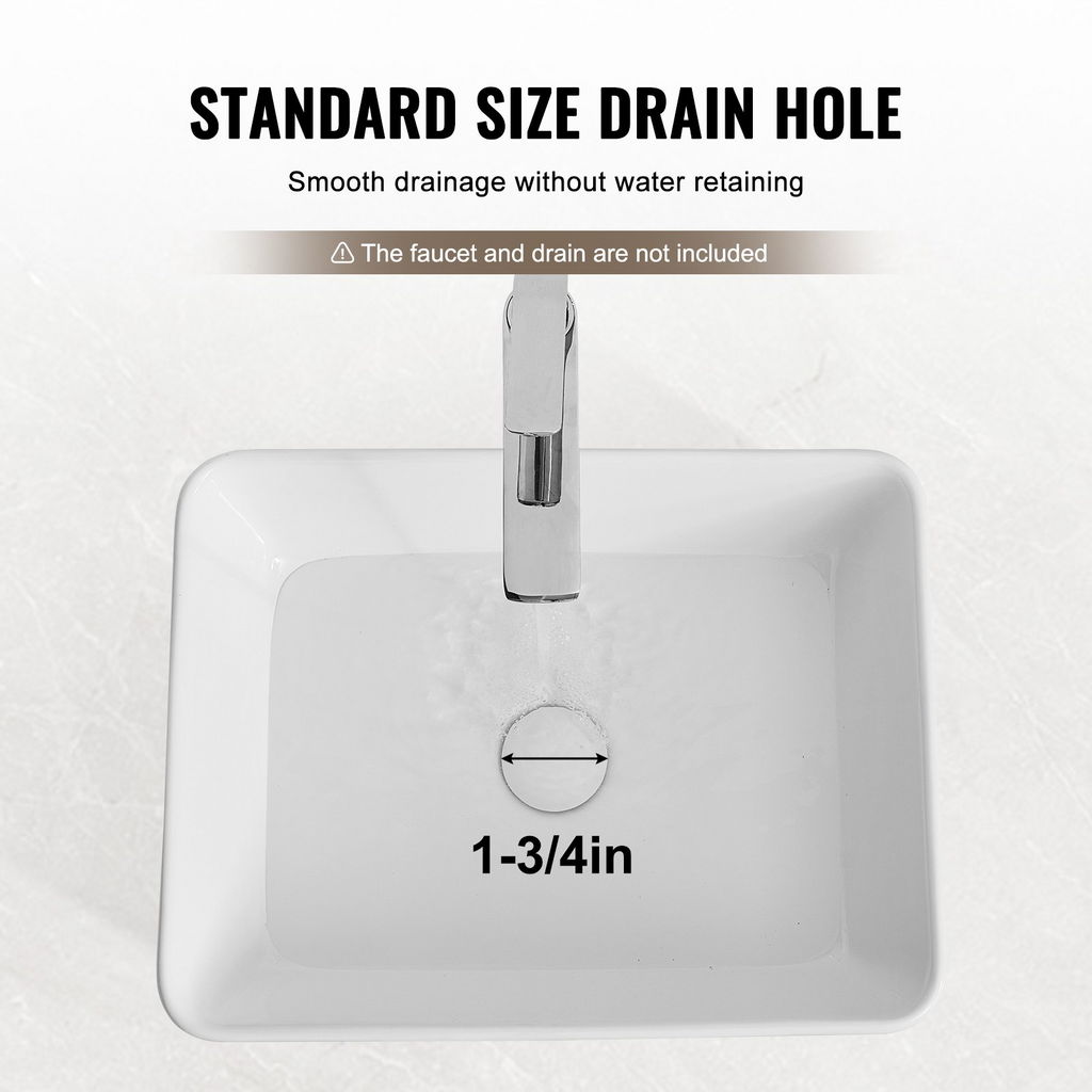 Lavabo de cerámica moderno VEVOR de 19" x 14,7" para baño