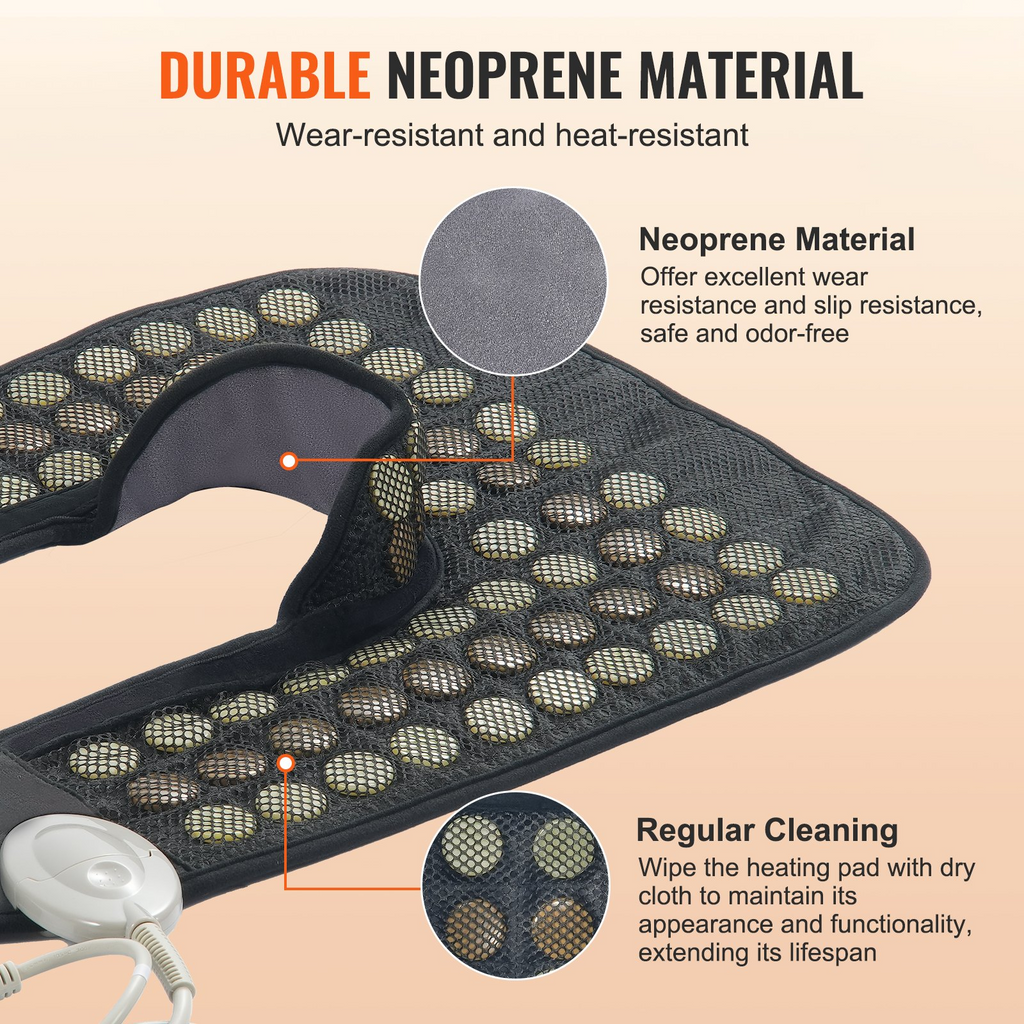 Almohadilla térmica de infrarrojos lejanos VEVOR con 54 piedras de jade natural y 30 de turmalina
