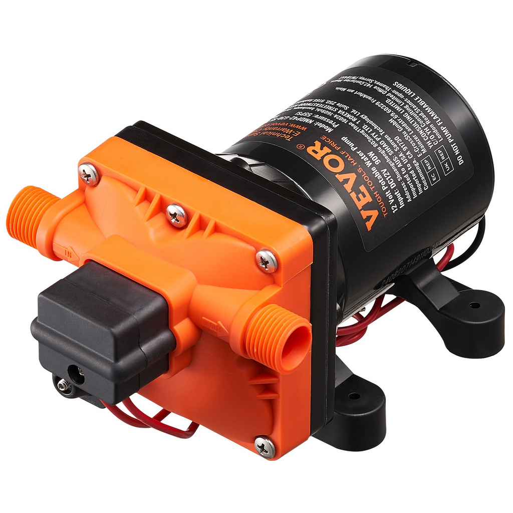 Bomba de diafragma VEVOR de 12 V, 3 GPM, 11,36 L/min, interruptor de presión de bomba de agua de 4 cámaras