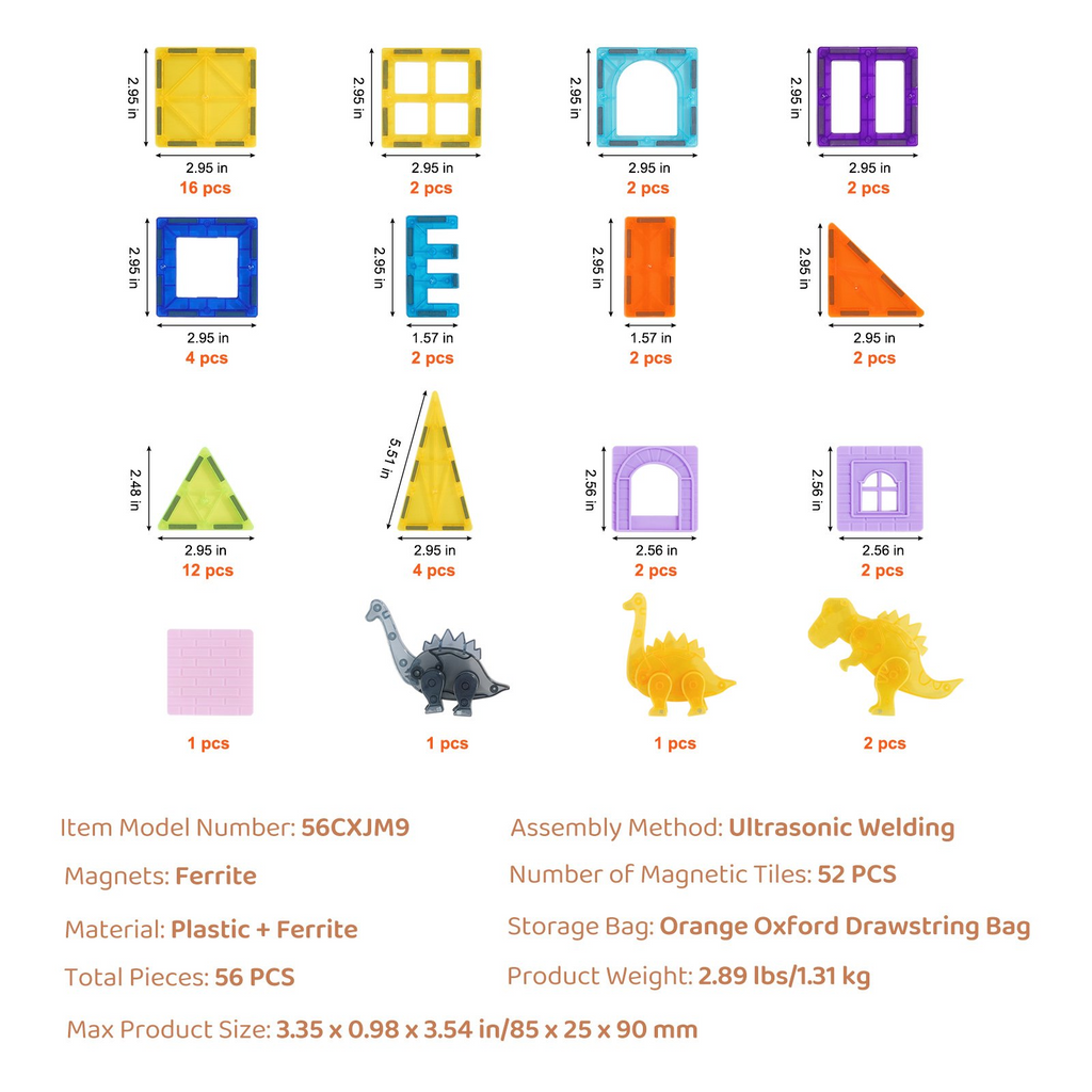 Bloques magnéticos VEVOR 56 piezas juego 3D