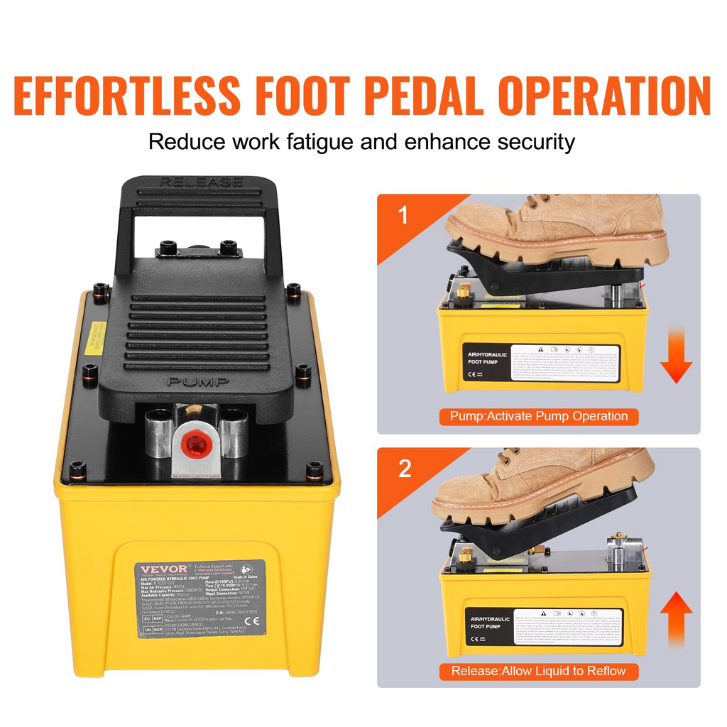 Bomba hidráulica de aire VEVOR Bomba de pie accionada por aire Bomba de máquina de marco de 10,000 PSI