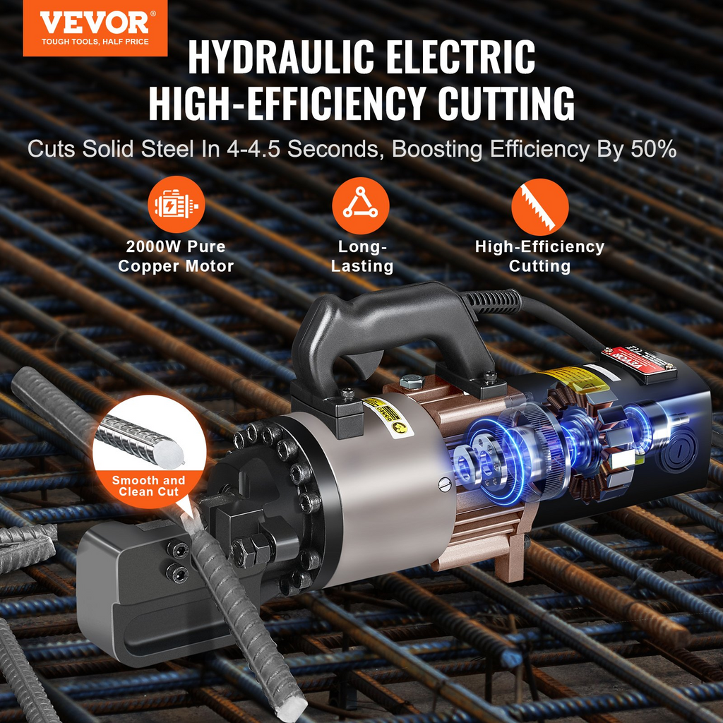 Cortadora de varillas hidráulica eléctrica, 1,1 pulgadas
