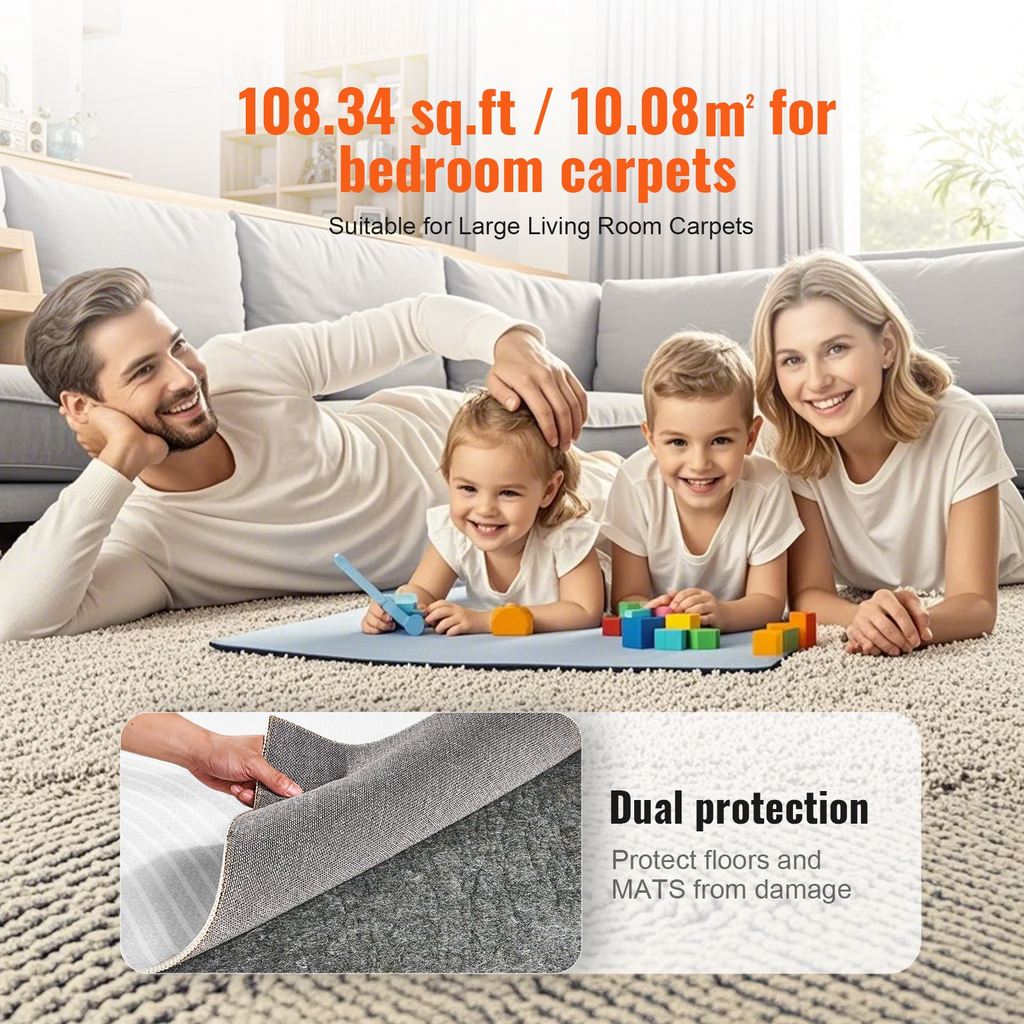 Almohadilla protectora para alfombras VEVOR de 9 x 12 pies y 0,47" de grosor para todo tipo de suelos