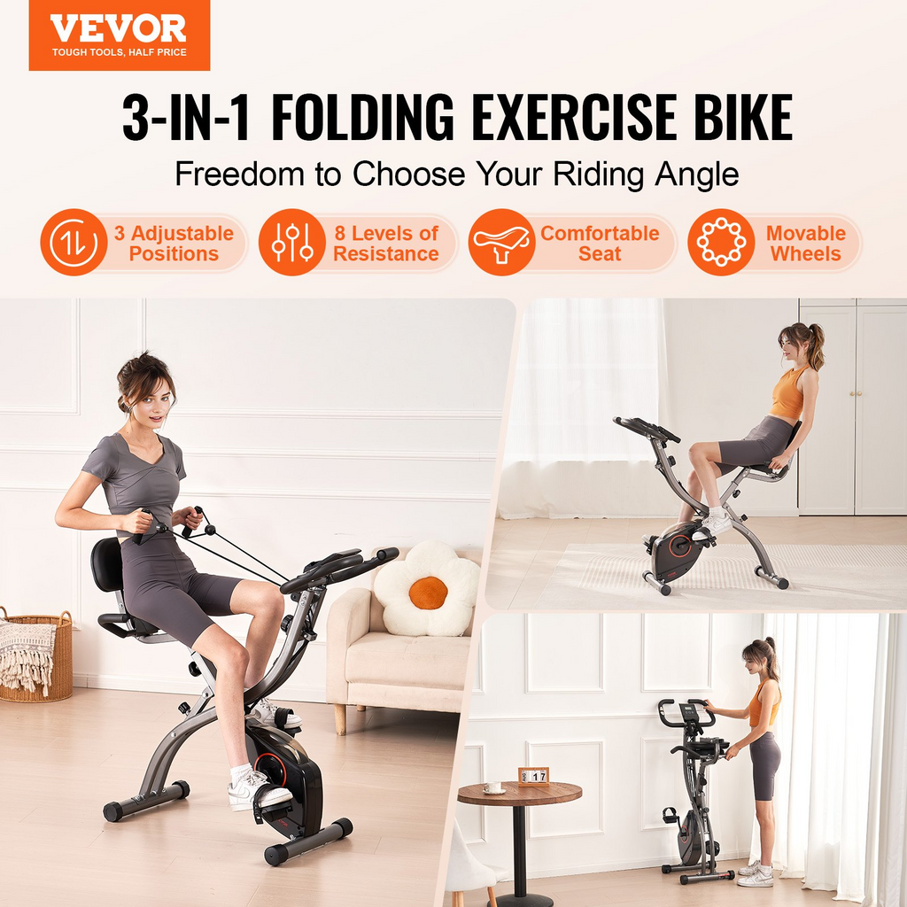 Bicicleta estática plegable VEVOR Bicicleta estática de fitness Bicicleta estática vertical para ciclismo en interiores