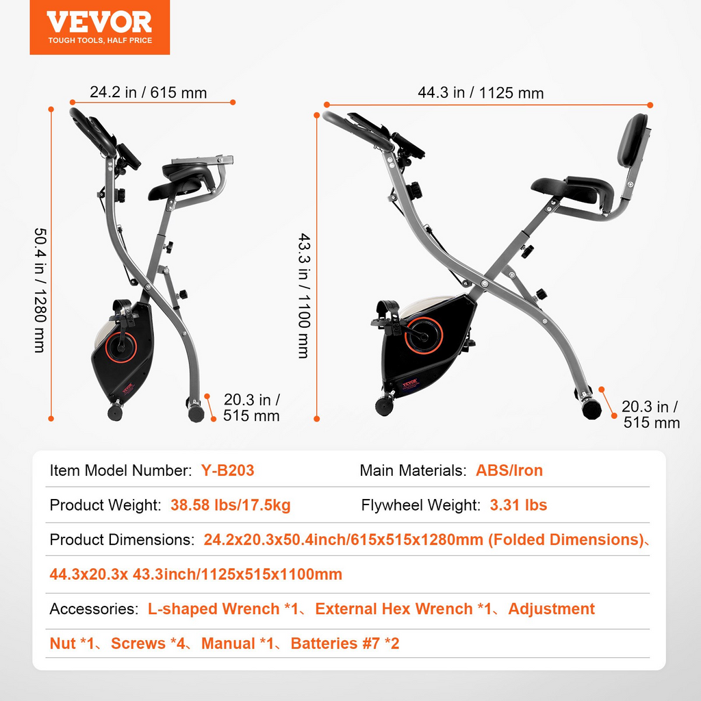 Bicicleta estática plegable VEVOR Bicicleta estática de fitness Bicicleta estática vertical para ciclismo en interiores