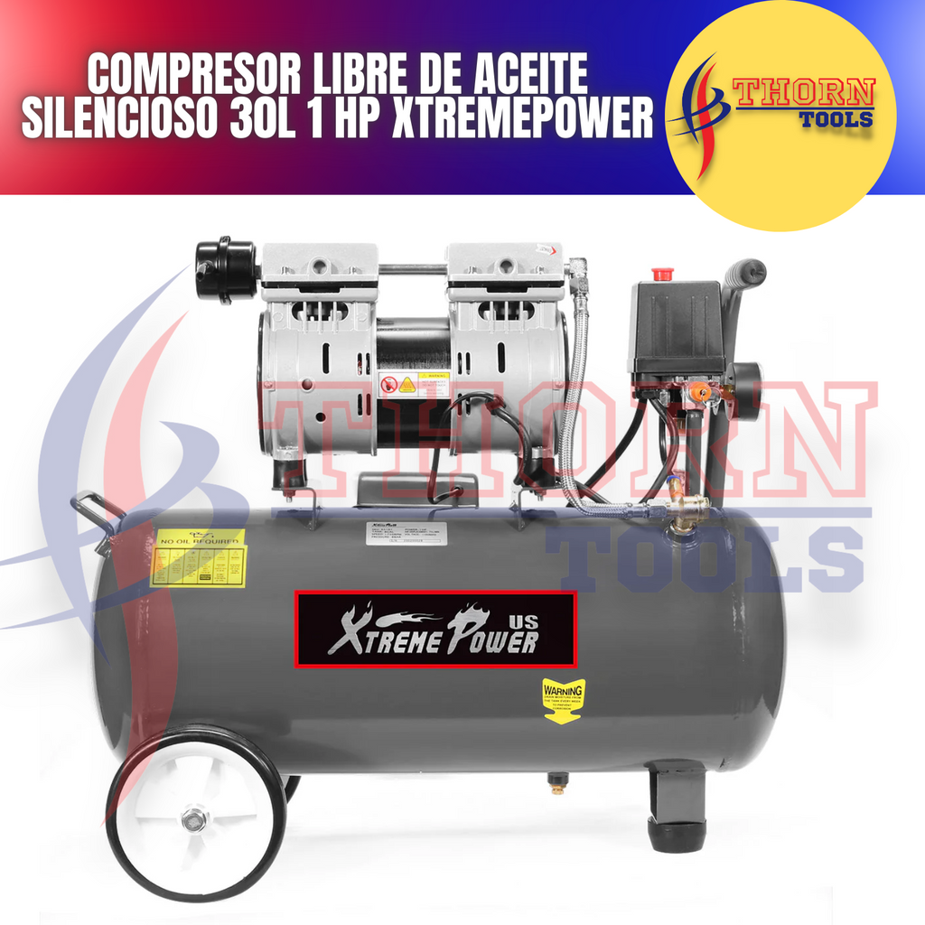 Compresor Libre De Aceite Silencioso 30L 2Hp xtremepower