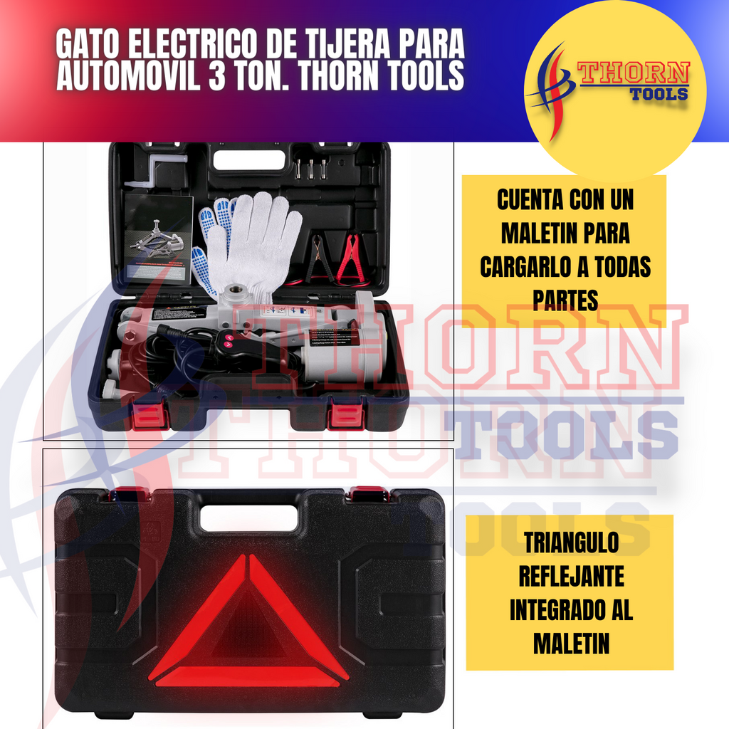 Gato Electrico de Tijera para automovil 3 Ton. Thorn tools