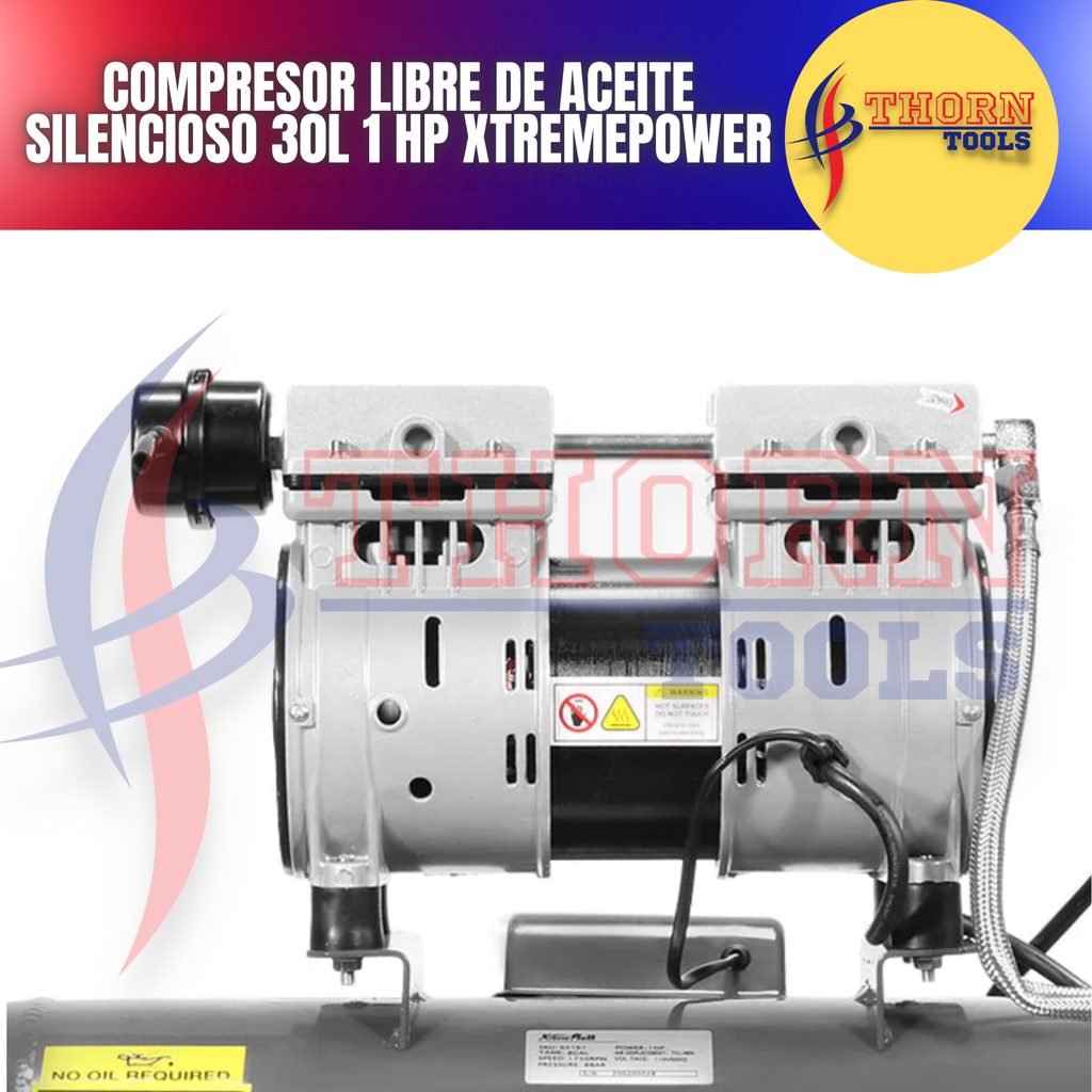 Compresor Libre De Aceite Silencioso 30L 2Hp xtremepower