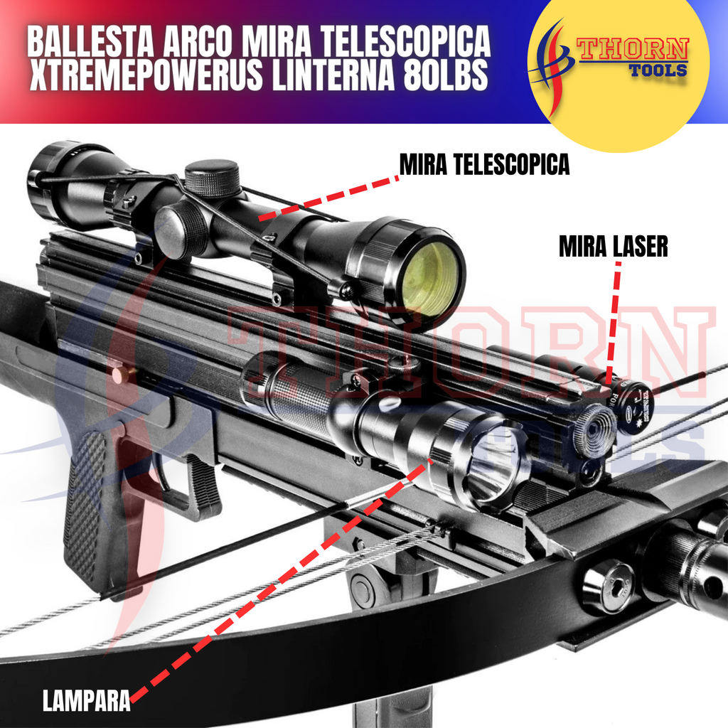 Ballesta Arco mira Telescopica XtremepowerUS linterna 80lbs