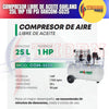 Compresor Libre Aceite Oakland 25l 1hp 110 Psi Oakcom-5525